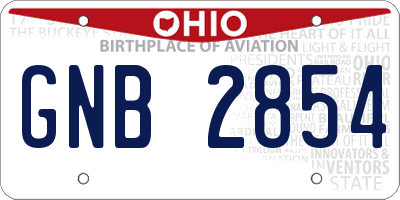 OH license plate GNB2854