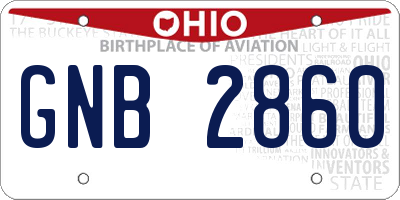 OH license plate GNB2860