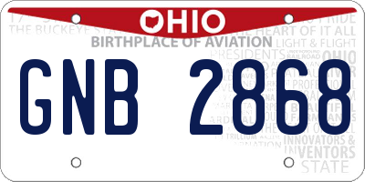 OH license plate GNB2868