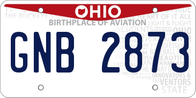 OH license plate GNB2873