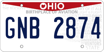 OH license plate GNB2874