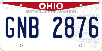 OH license plate GNB2876