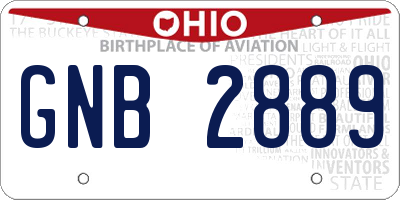 OH license plate GNB2889