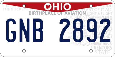 OH license plate GNB2892