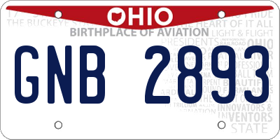 OH license plate GNB2893