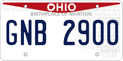 OH license plate GNB2900