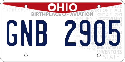 OH license plate GNB2905