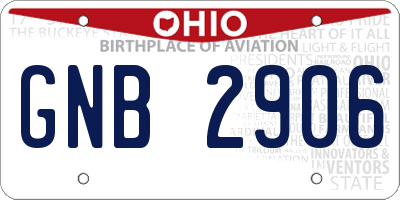 OH license plate GNB2906