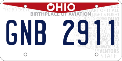 OH license plate GNB2911