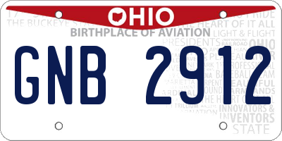 OH license plate GNB2912