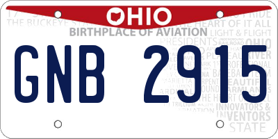 OH license plate GNB2915