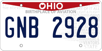 OH license plate GNB2928