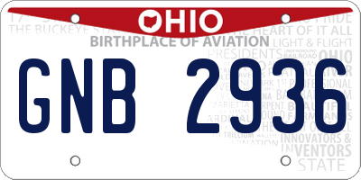 OH license plate GNB2936