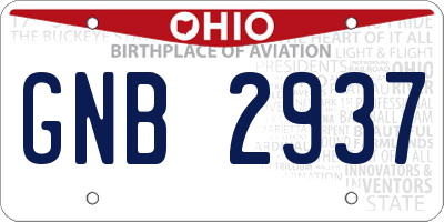 OH license plate GNB2937