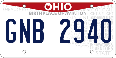 OH license plate GNB2940