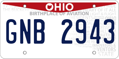 OH license plate GNB2943