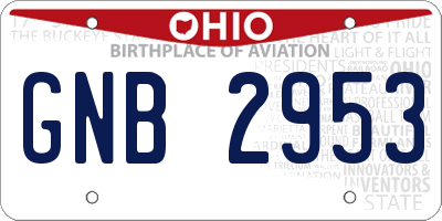 OH license plate GNB2953