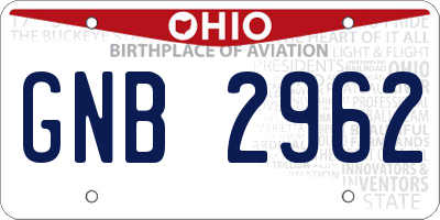 OH license plate GNB2962