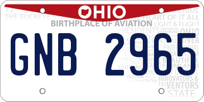 OH license plate GNB2965