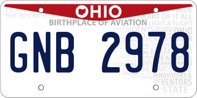OH license plate GNB2978