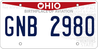 OH license plate GNB2980