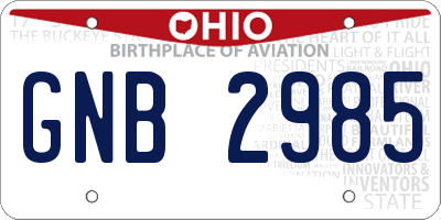 OH license plate GNB2985