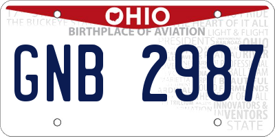 OH license plate GNB2987