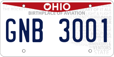 OH license plate GNB3001