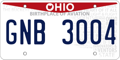 OH license plate GNB3004