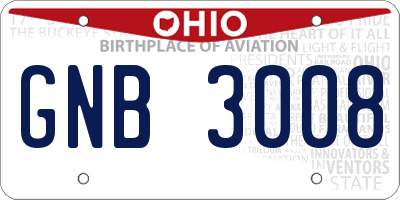 OH license plate GNB3008