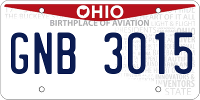 OH license plate GNB3015
