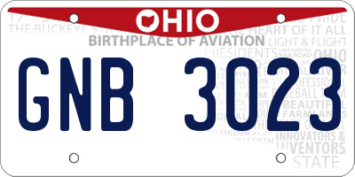OH license plate GNB3023