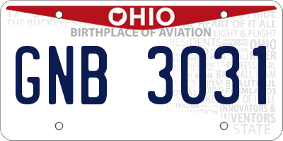 OH license plate GNB3031