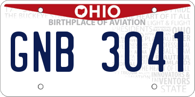 OH license plate GNB3041