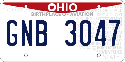 OH license plate GNB3047