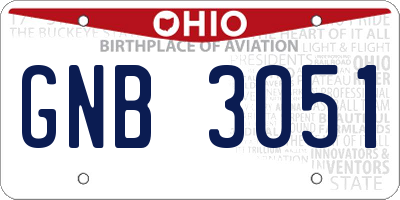 OH license plate GNB3051