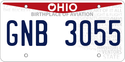 OH license plate GNB3055
