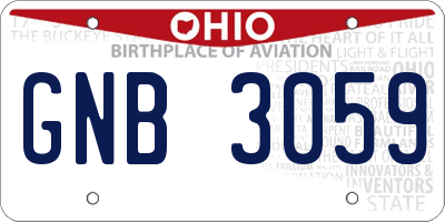 OH license plate GNB3059
