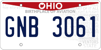 OH license plate GNB3061