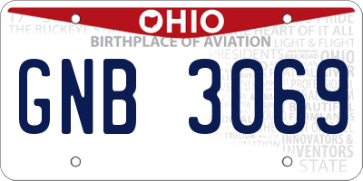 OH license plate GNB3069