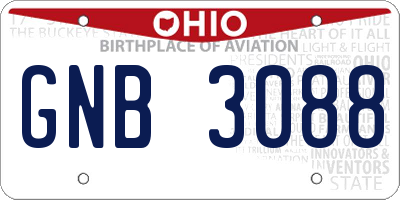 OH license plate GNB3088