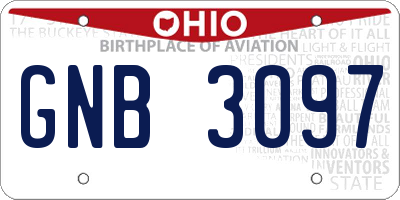 OH license plate GNB3097