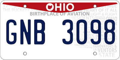 OH license plate GNB3098