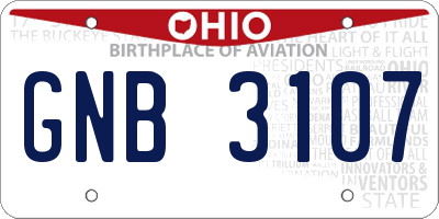 OH license plate GNB3107