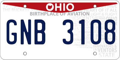 OH license plate GNB3108
