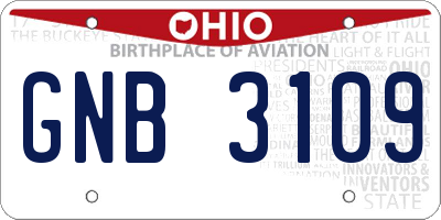 OH license plate GNB3109