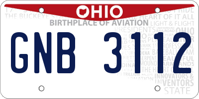 OH license plate GNB3112