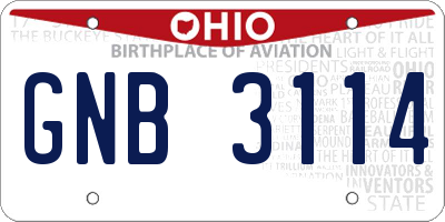 OH license plate GNB3114