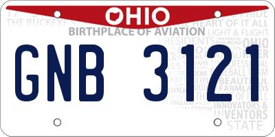 OH license plate GNB3121