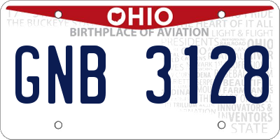 OH license plate GNB3128